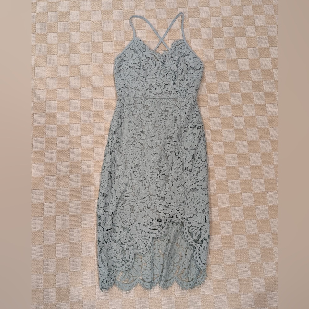 Lulu's Mint Lace Spaghetti Strap Dress